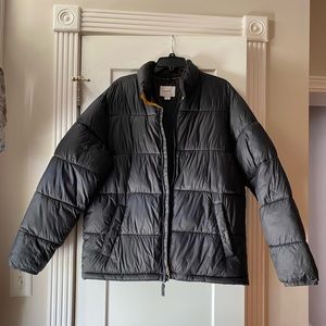 OLD NAVY, Boys LARGE Puffer Jacket, Black w/ Yellow Trim